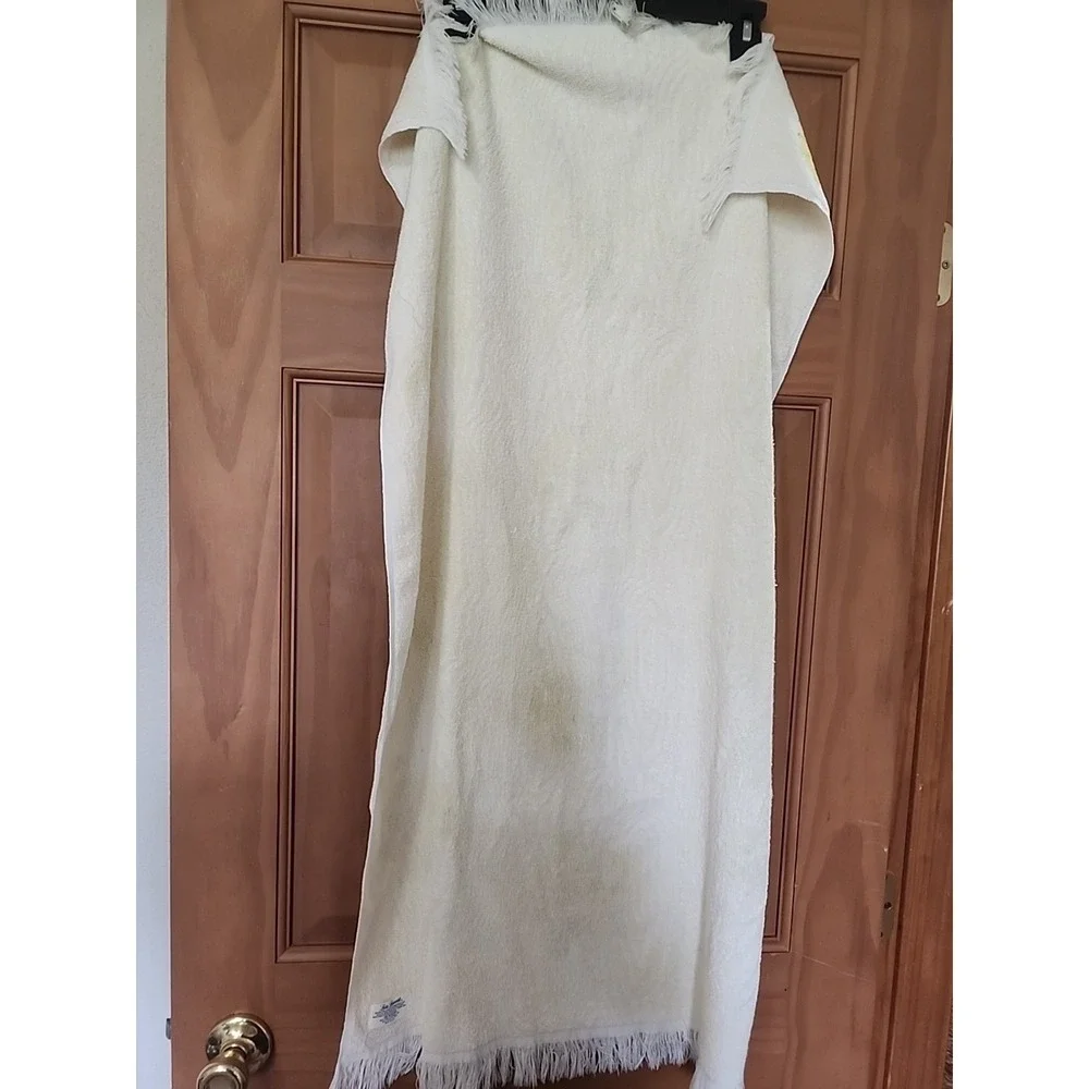Vtg 70s Lady Pepperell Bath Towel Yellow Floral Cottage Granny Core Fringe